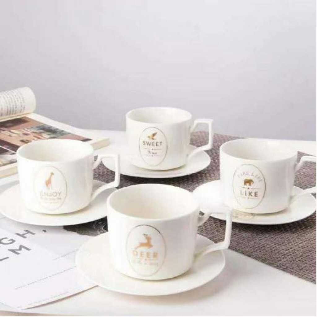 Restaurants And Office 6 Piece Tea Coffee Cups And 6 Saucers -White.
