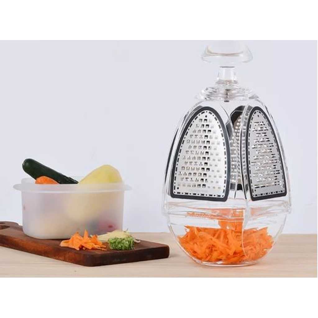 Multi Function 4 Blade Grater For Vegetables Potato Shredder Cheese Cutter - Silver