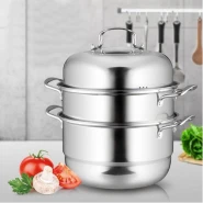 30Cm - 3 Layer Stainless Steel Food Saucepan And Steamer Soup Pot -Silver.