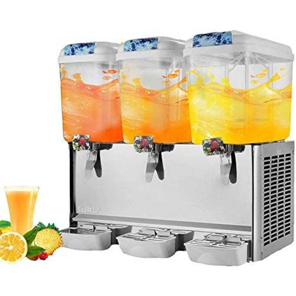 Commercial Cold Beverage Dispenser - 9.5 Gallon Juice Dispenser Machine for Cold Drink, 3 Tap Tank- Multi-colours.