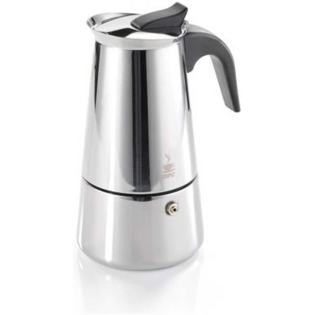 Espresso Maker Emilio For 4 Cups, Stainless Steel- Silver.