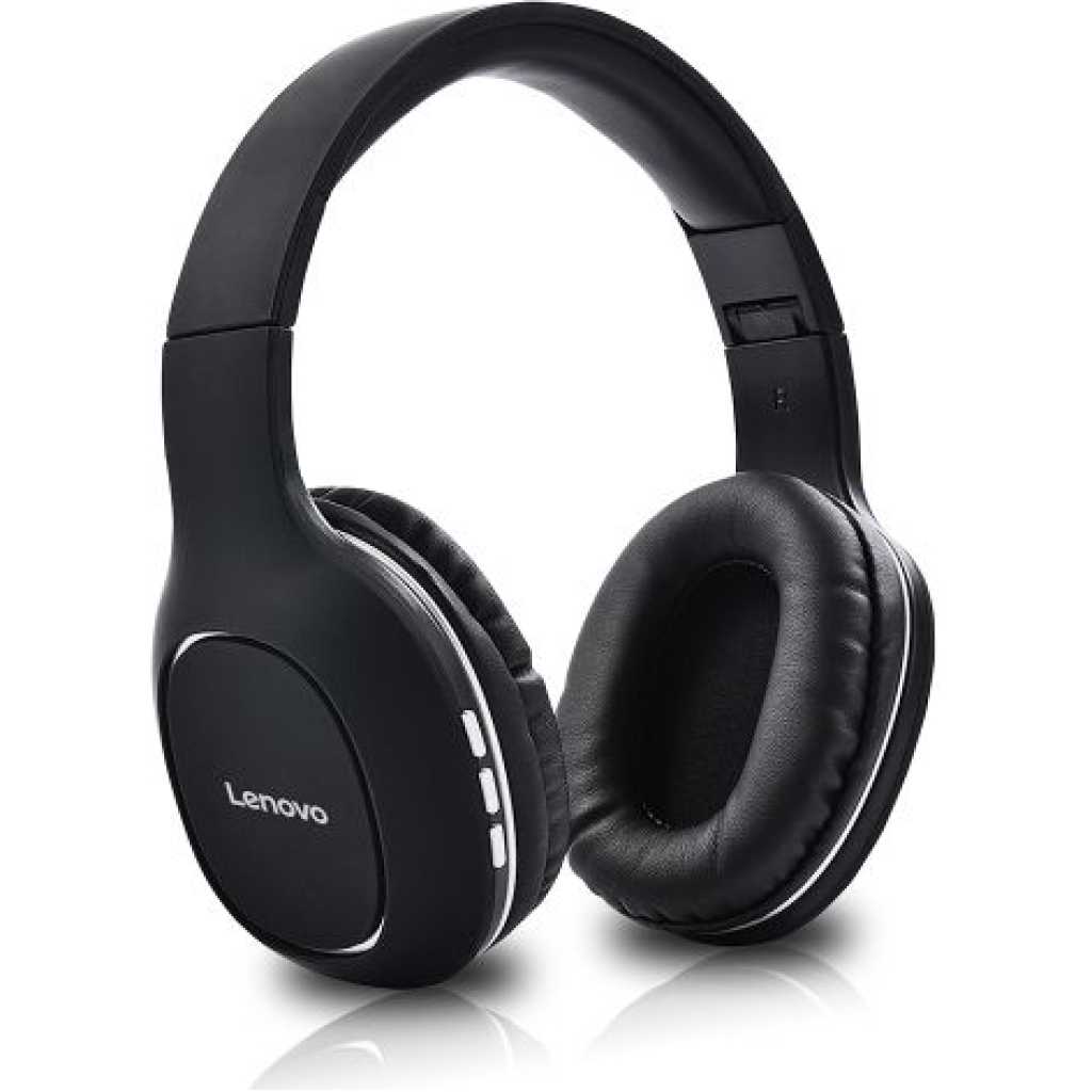 Lenovo HD300 Foldable Wireless Bluetooth Noise Cancellation Headphones - Black