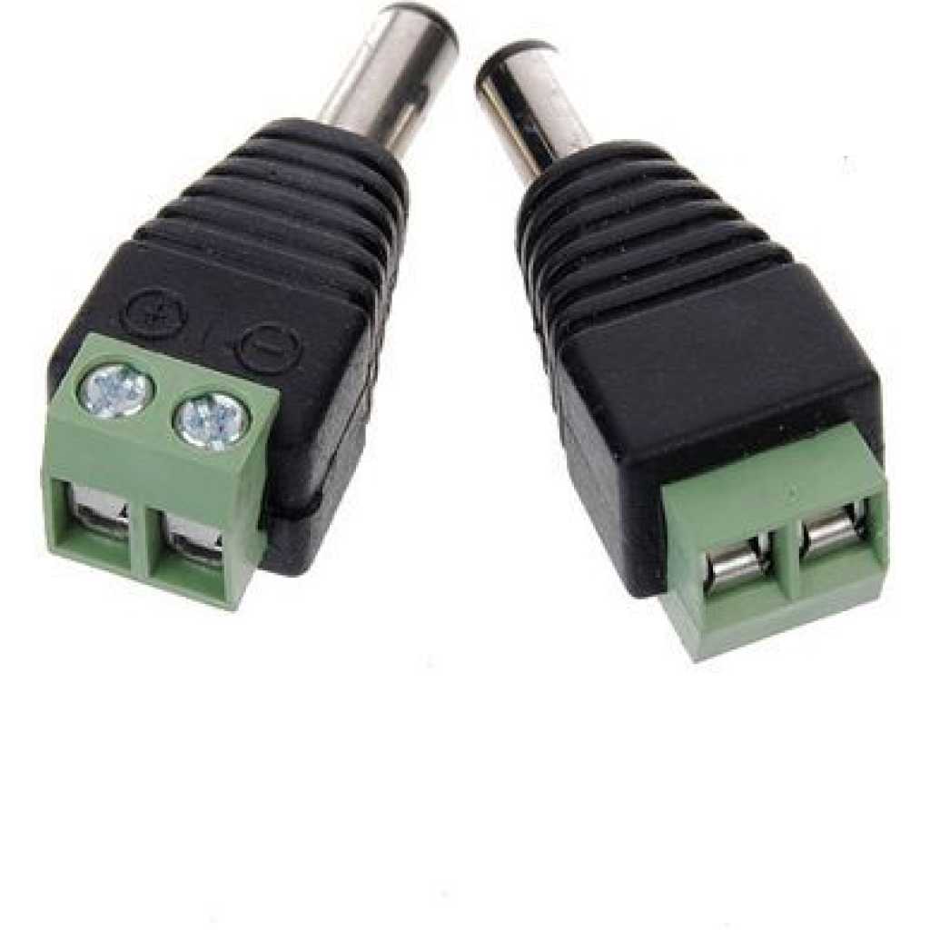 2pcs 5.5 x 2.1mm DC Power Male Jack Plug Connector For CCTV Cameras