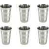 6 Stainless Steel Drinking Tumblers Unbreakable Water Juice Cocktail Mugs- Silver.