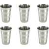 6 Stainless Steel Drinking Tumblers Unbreakable Water Juice Cocktail Mugs- Silver.