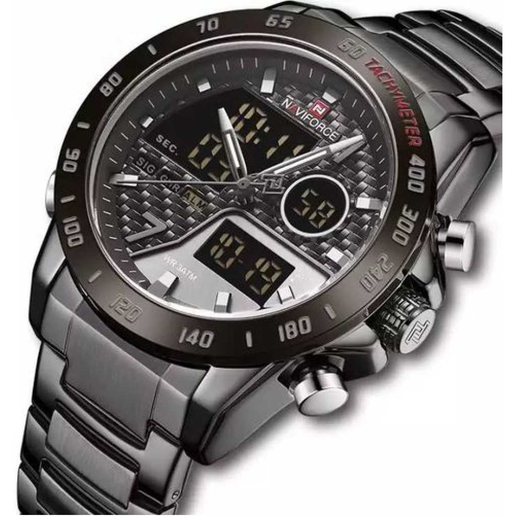 Naviforce Men's Chronograph Analog And Digital Watch - Black