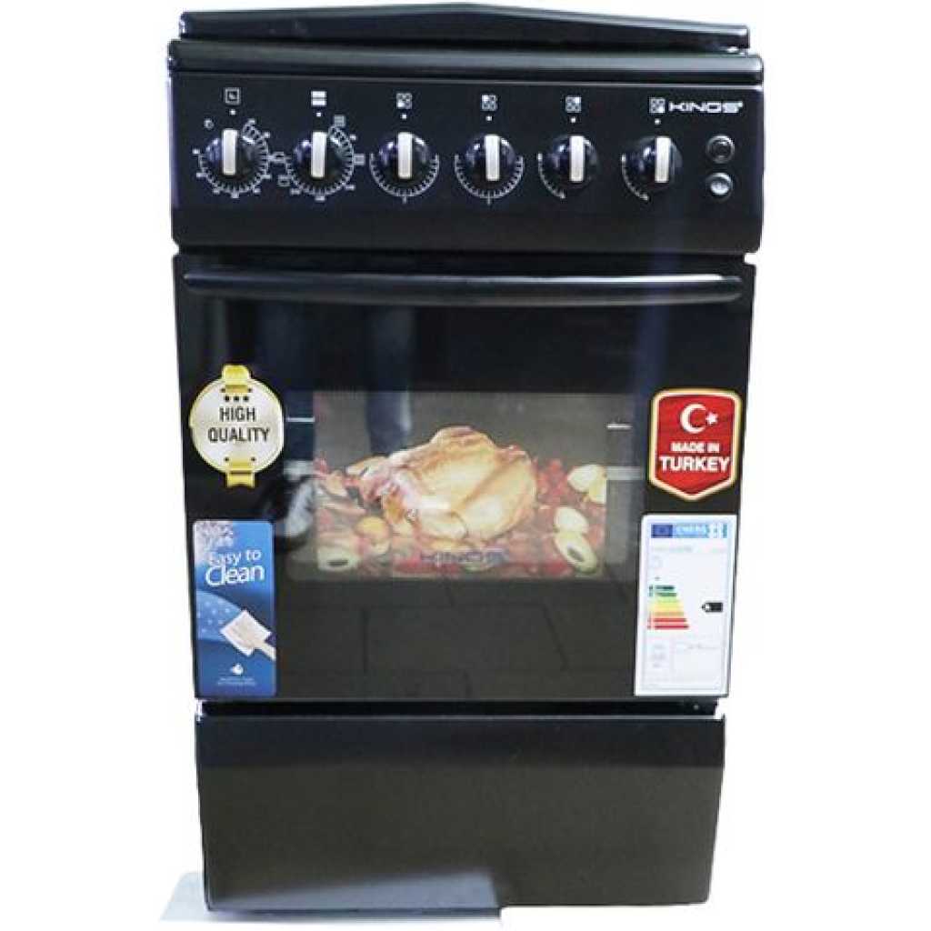 Yes YS-6622GTG 60cmX60cm 2 Gas Burners +2 Electric Plates Free Standing Cooker - Black