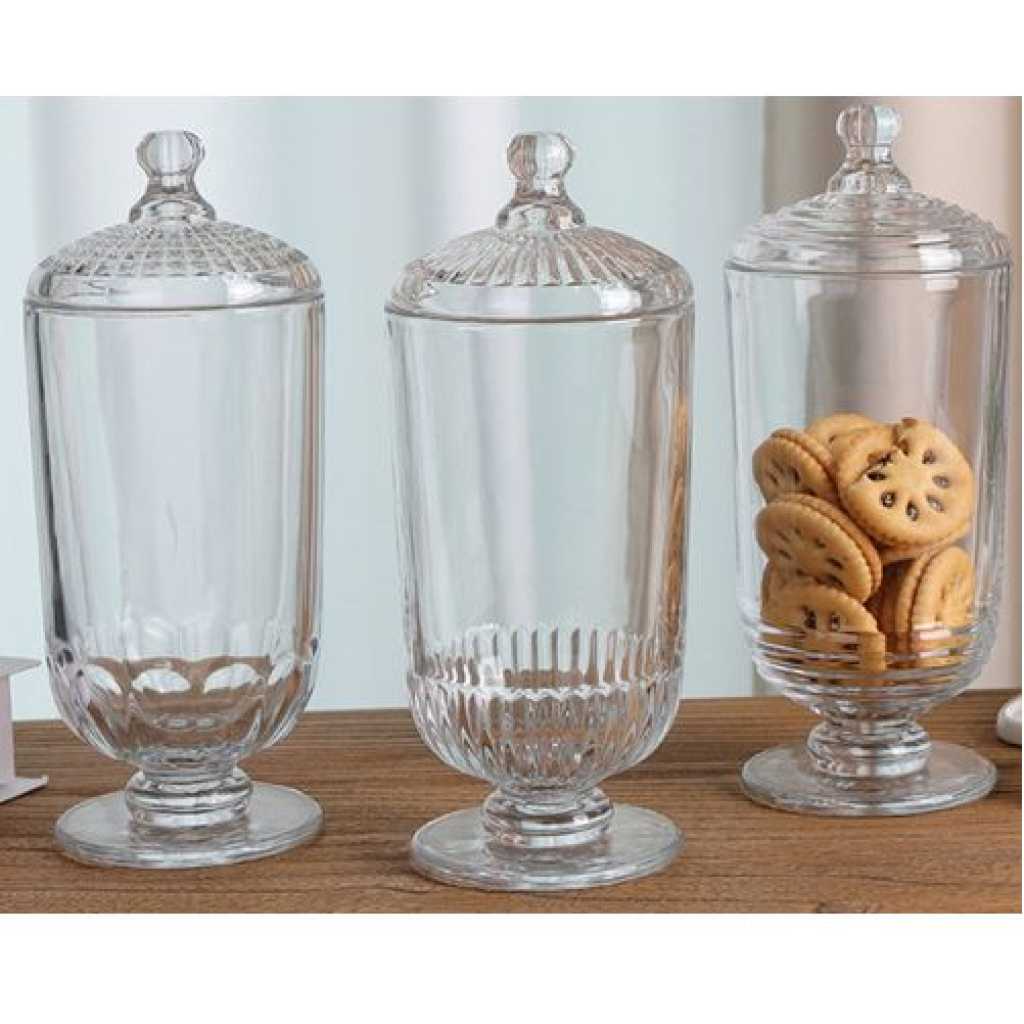 Decorative Center Piece, Cookie, Candy Sugar Bowl Jar Storage Serving Pot-Clear.