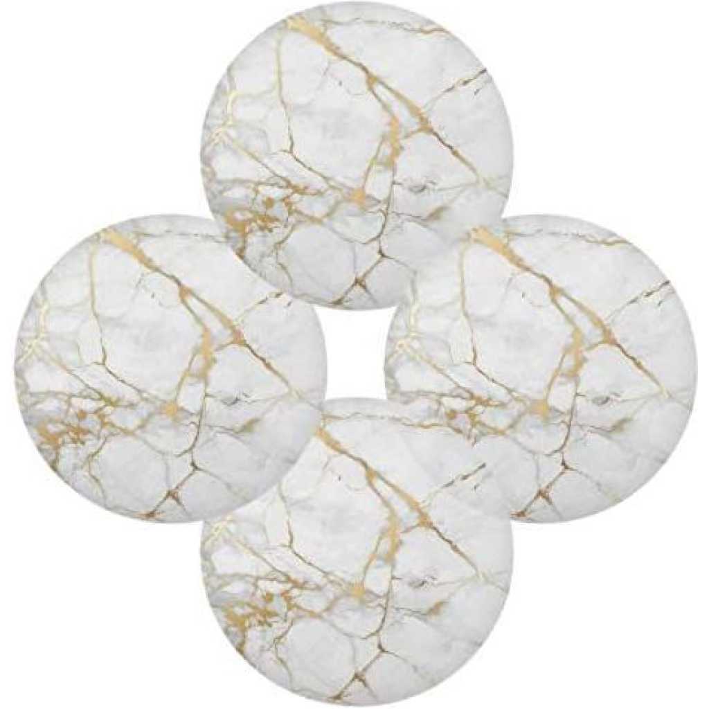 2 Sided 6PC Marble Design Round Placemats Dining Table Mats- Multi-colour.