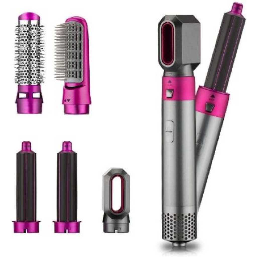 5 In1 Professional Hair Dryer Brush Automatic Curling Iron Hair Straightener Comb Hair Styling Tools Blow Dryer - Multi-colours