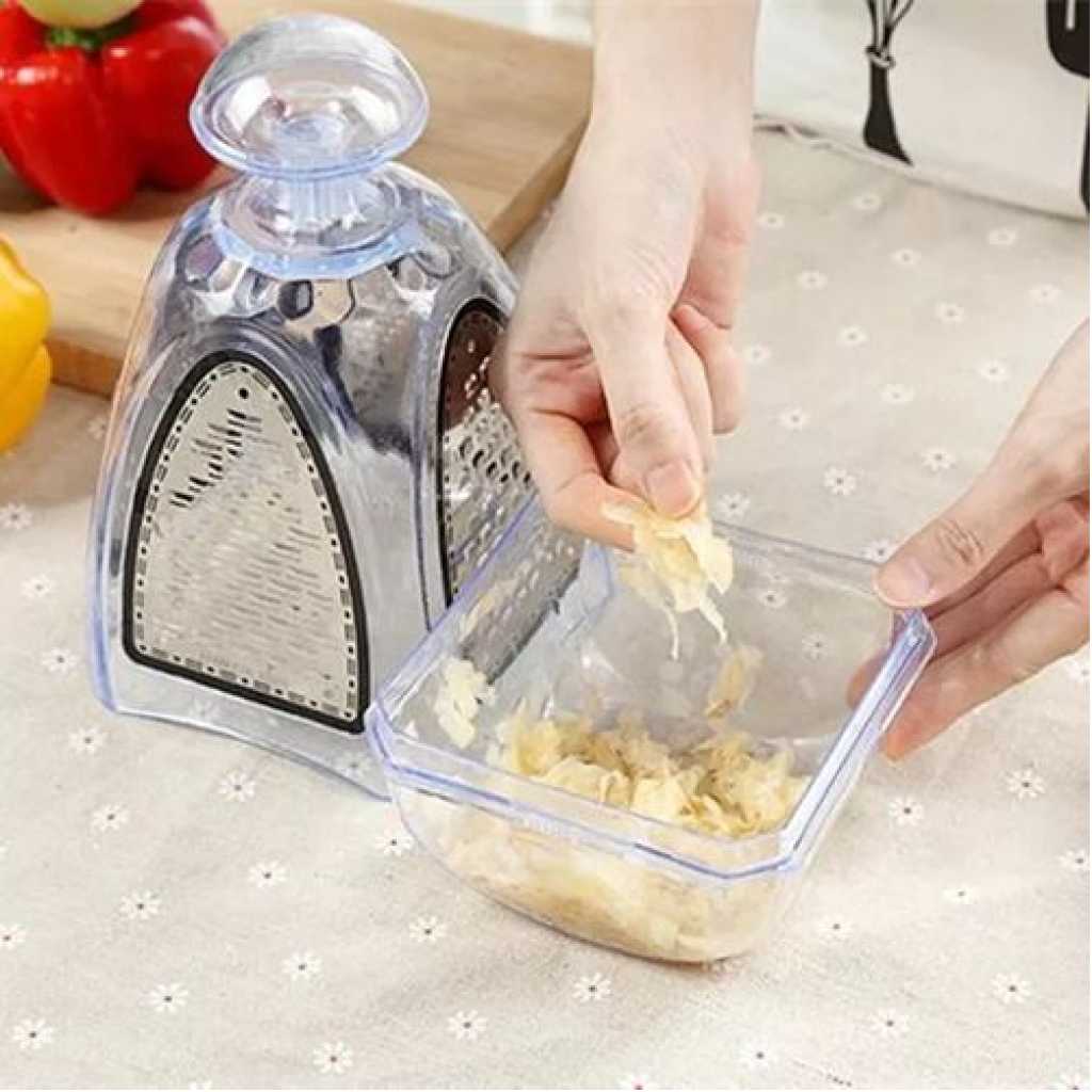 Multi Function 4 Blade Grater For Vegetables Potato Shredder Cheese Cutter - Silver