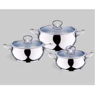 6 Piece Stainless Steel Saucepans Cookware Pots, Silver.