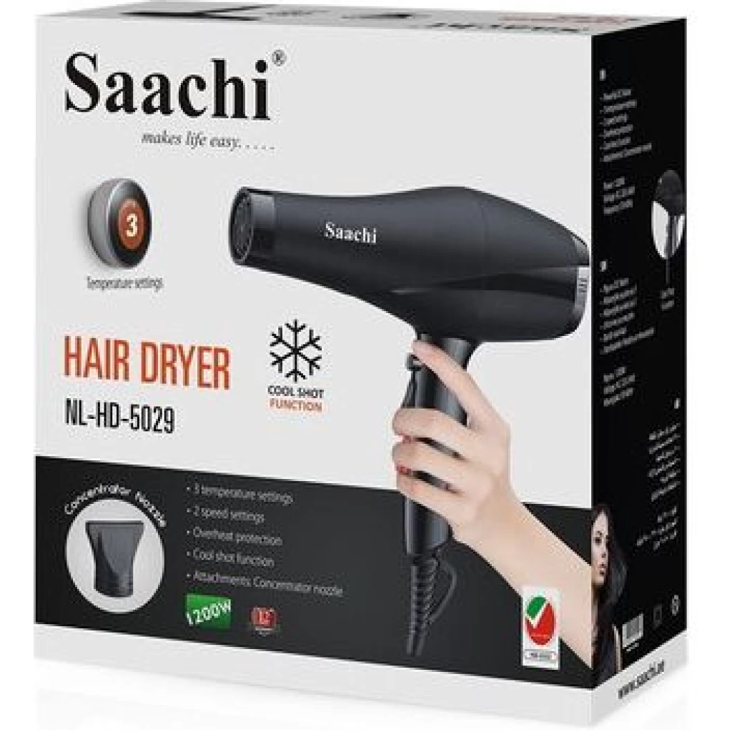 Saachi Hair Dryer With A Cooling Burst Function- Black