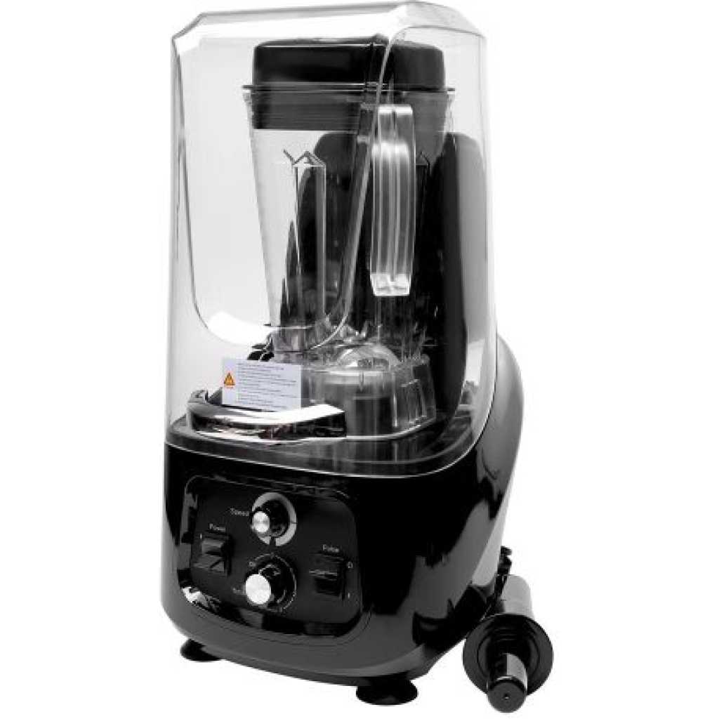 Commercial Ice Crusher Sound Proof Smoothie Blender Juicer With Timer Belt- Black.