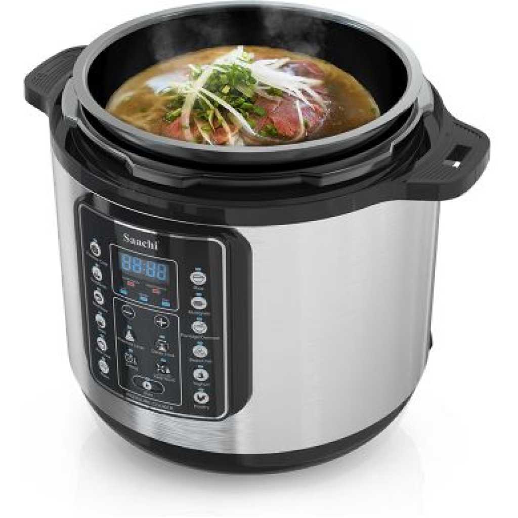 Saachi 16 In 1 Multi Function 8L Electric Pressure Cooker Rice Cooker Steamer - Silver.