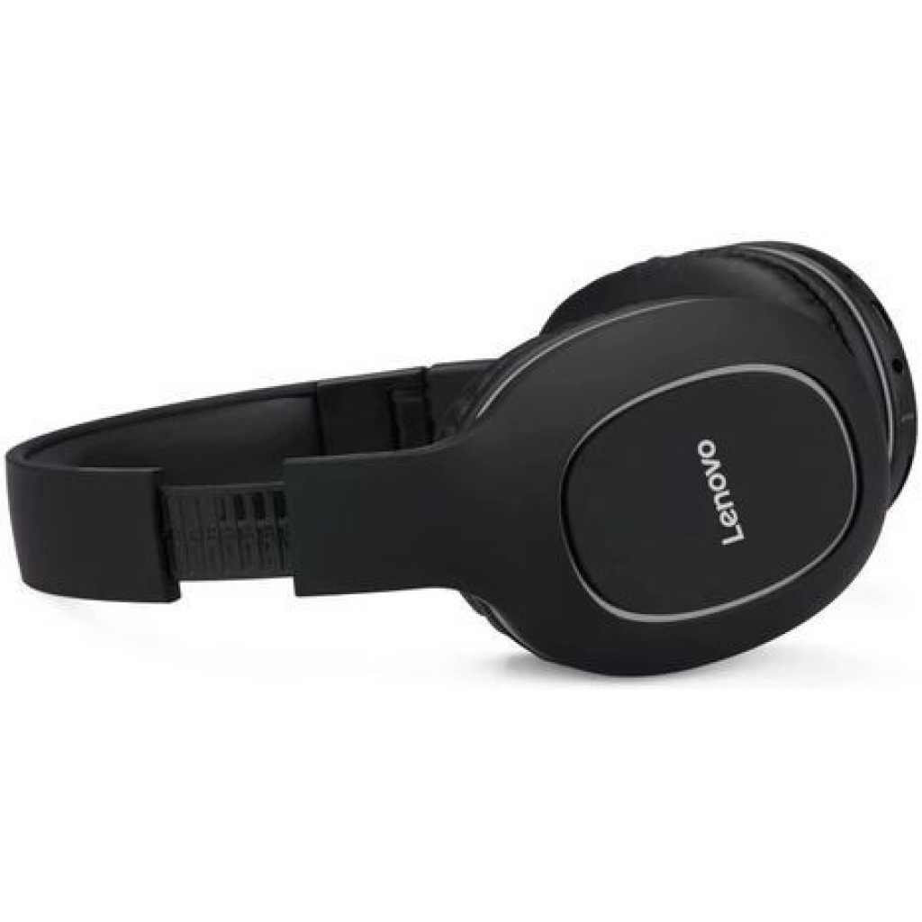 Lenovo HD300 Foldable Wireless Bluetooth Noise Cancellation Headphones - Black