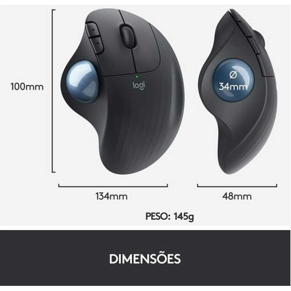 Logitech Ergo M575 Wireless Trackball Mouse - Graphite