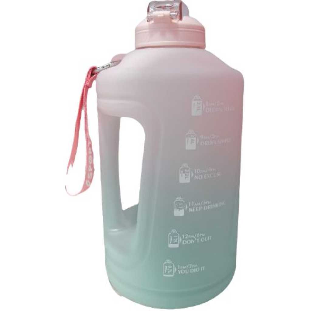 3.78L Time Marked Fitness Jug Outdoor Frosted Water Bottle, Multi-Colour.