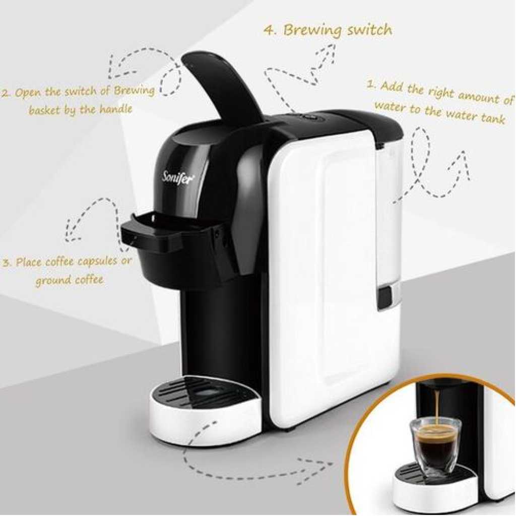 Sonifer 19 Bar Pressure Automatic Electric Multi 3 in 1 Capsule Espresso Coffee Machine- Multi-colour.