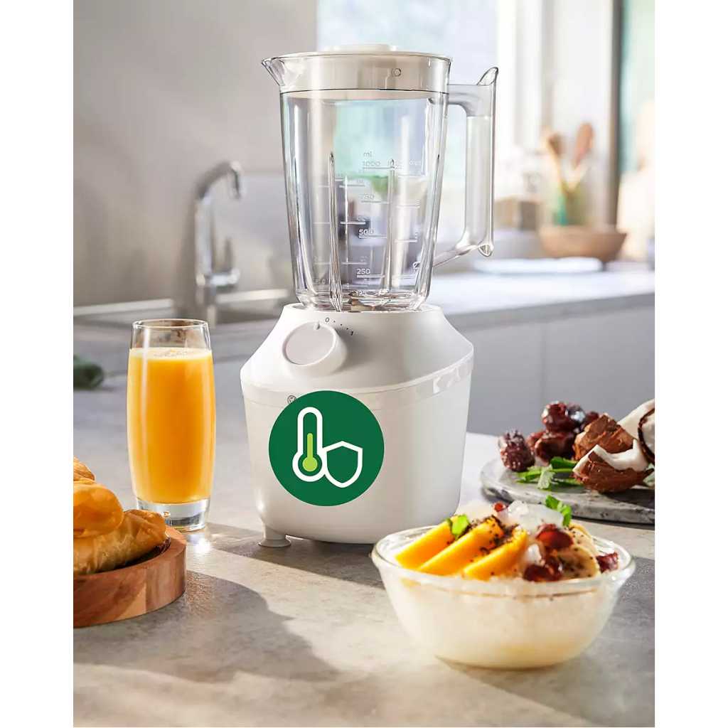 Philips Blender 3000 Series, ProBlend System, 1.9L Maximum Capacity, 1L Effective Capacity, 450W, 1 Speed Setting + Pulse, Plastic Jar, White, (HR2041)