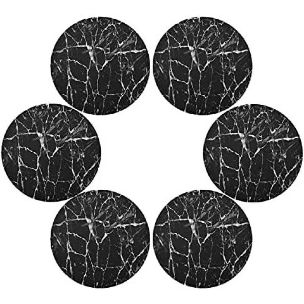 2 Sided 6PC Marble Design Round Placemats Dining Table Mats- Multi-colours