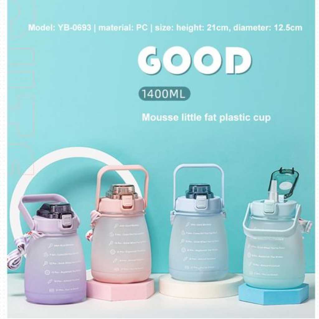 1500ml Time Marked Fitness Jug Outdoor Frosted Sports Water Bottle, Multi-Colour.