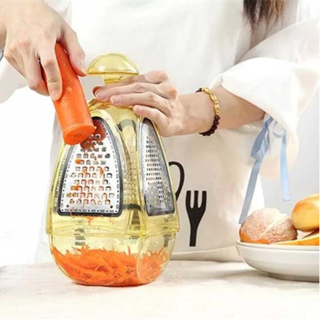 Multi Function 4 Blade Grater For Vegetables Potato Shredder Cheese Cutter - Silver