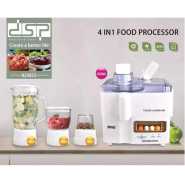 Dsp 4 In1 Glass Food Processor,Extractor,Mixer, Blender - White.