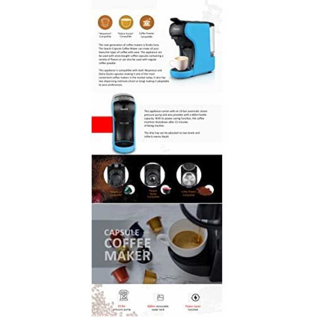 Saachi Pod Capsule Coffee Espresso Machine-Blue