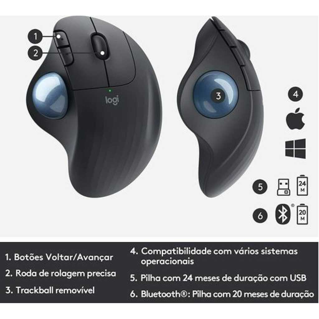 Logitech Ergo M575 Wireless Trackball Mouse - Graphite