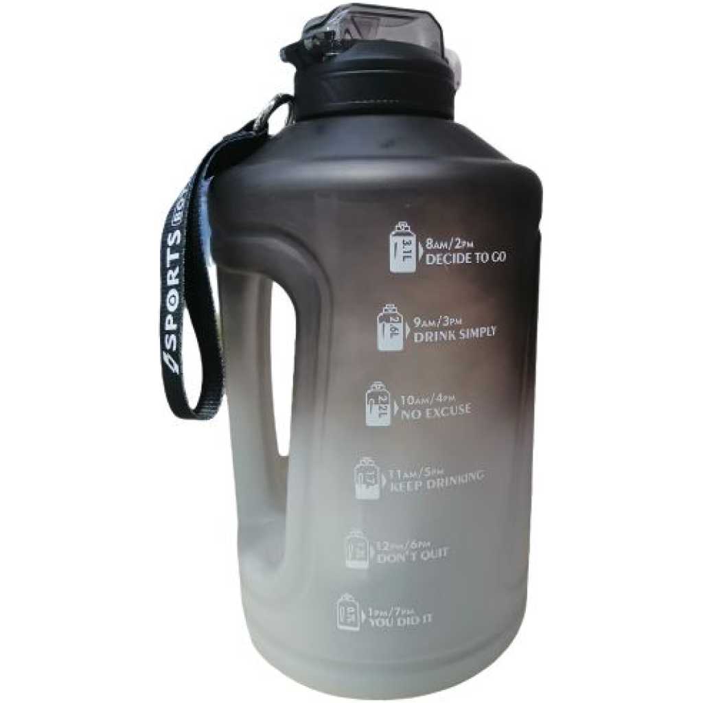 3.78L Time Marked Fitness Jug Outdoor Frosted Water Bottle, Multi-Colour.