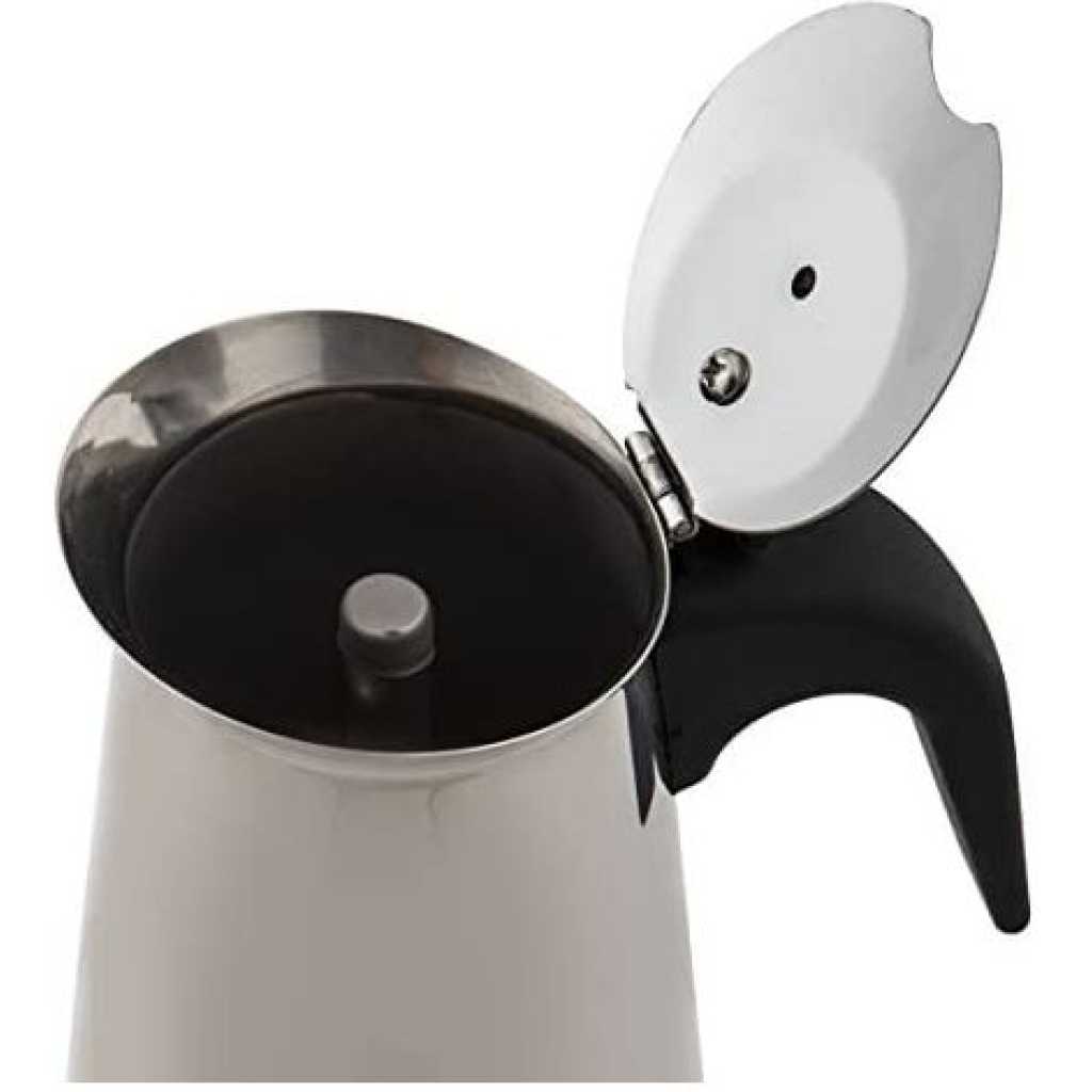 Espresso Maker Emilio For 4 Cups, Stainless Steel- Silver.