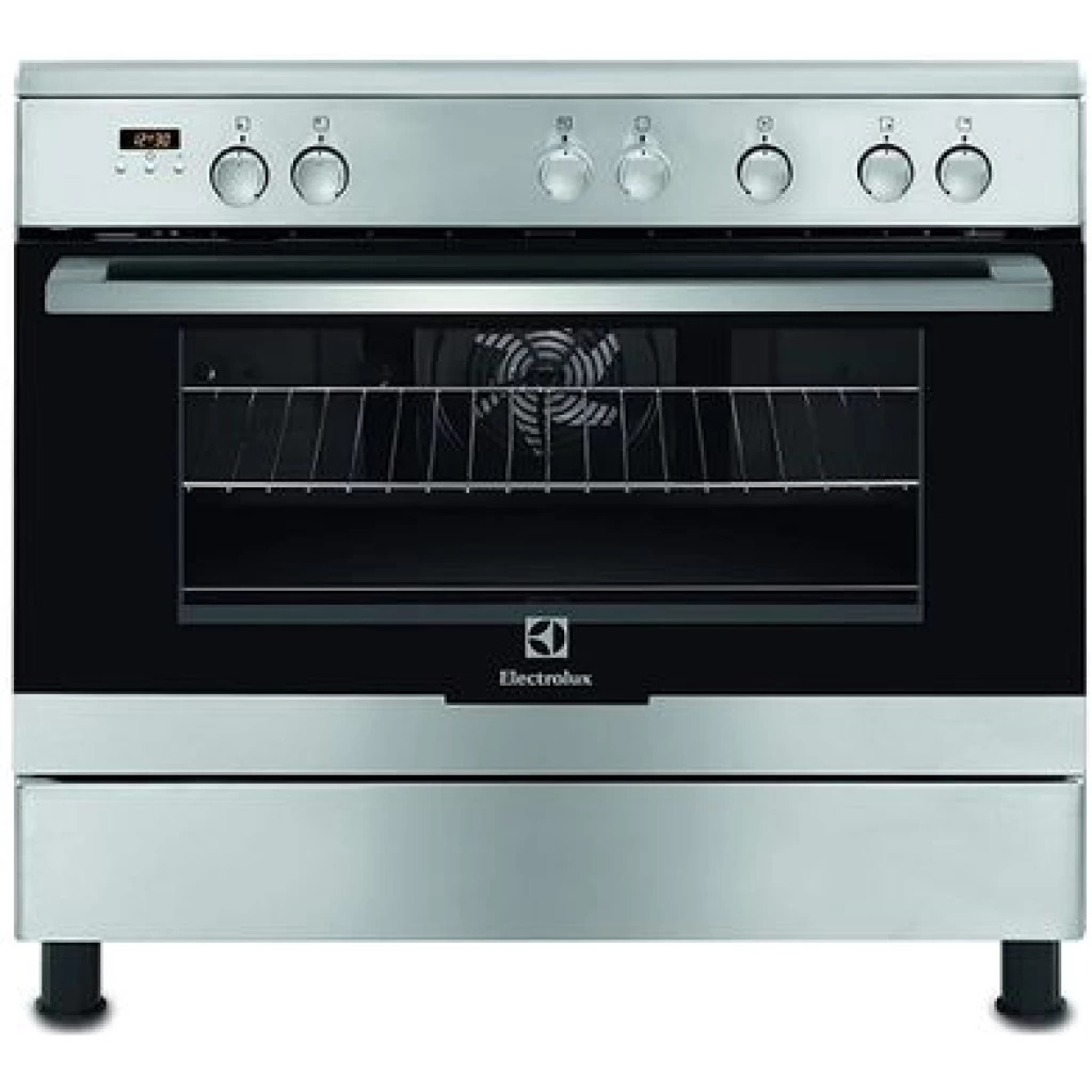 Electrolux Full Gas Cooker 90X60cm EKK925A0OX; 5 Gas Burners, Electric Oven & Grill, Thermostat & Rotisserie, Multi-Function Oven, Steel - Silver.