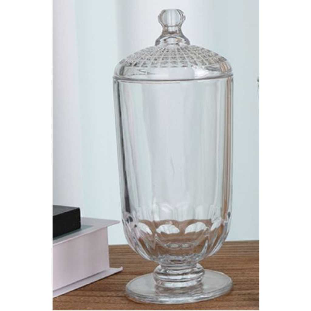 Decorative Center Piece, Cookie, Candy Sugar Bowl Jar Storage Serving Pot-Clear.