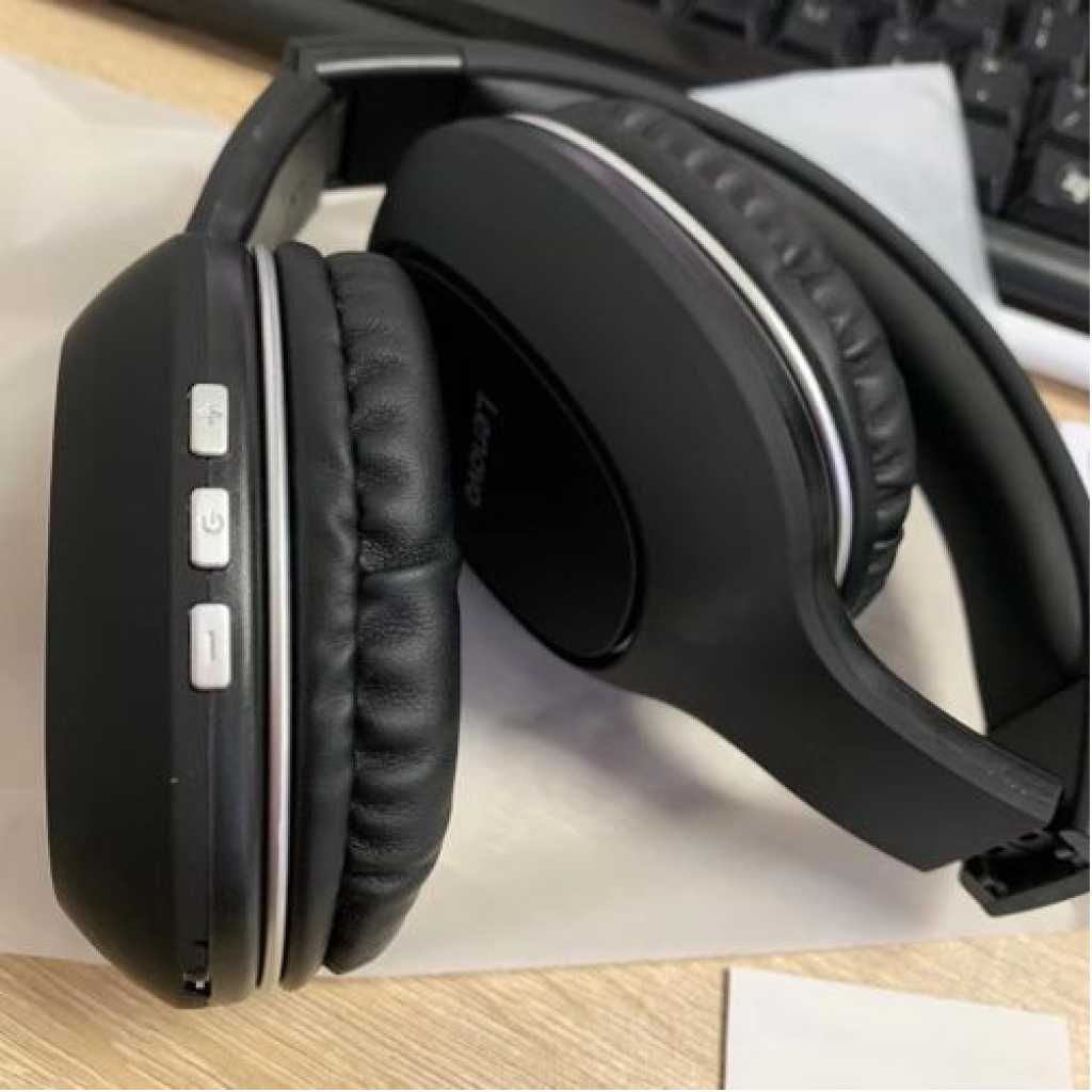 Lenovo HD300 Foldable Wireless Bluetooth Noise Cancellation Headphones - Black