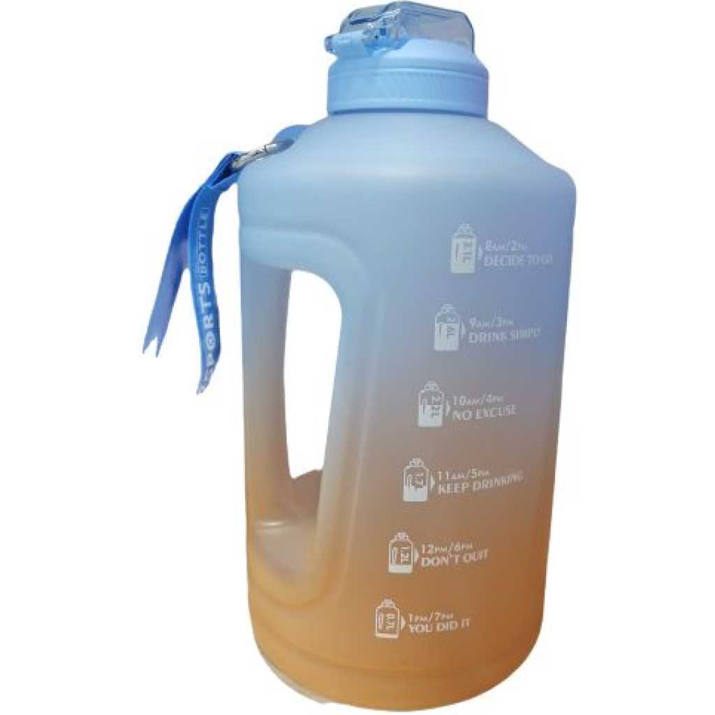 3.78L Time Marked Fitness Jug Outdoor Frosted Water Bottle, Multi-Colour.