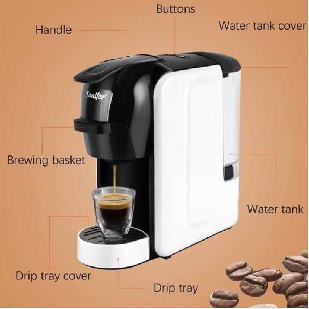 Sonifer 19 Bar Pressure Automatic Electric Multi 3 in 1 Capsule Espresso Coffee Machine- Multi-colour.