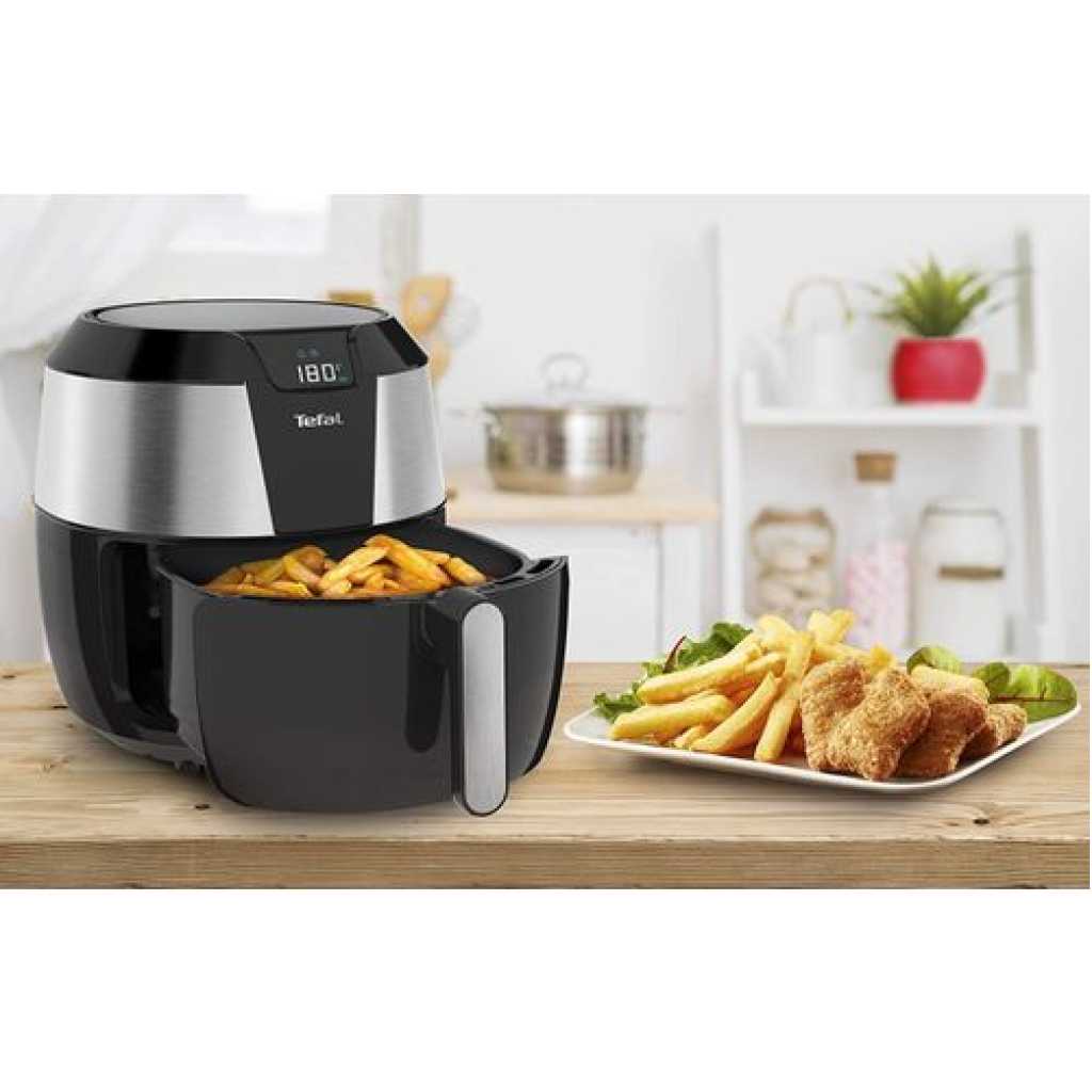 TEFAL 5.6L (1.6KG) Easy Fry Oil-less Air Fryer XXL, 1800 Watts, Black / Silver, Plastic / Stainless Steel, EY701D28, 1 year warranty