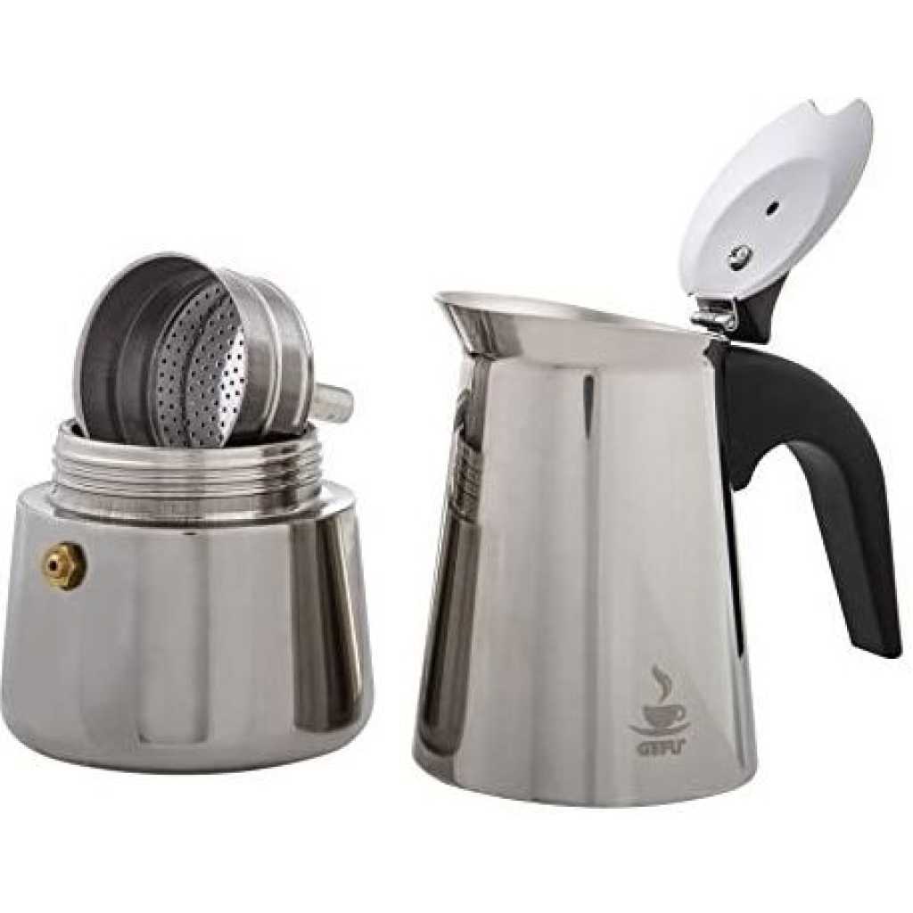 Espresso Maker Emilio For 4 Cups, Stainless Steel- Silver.