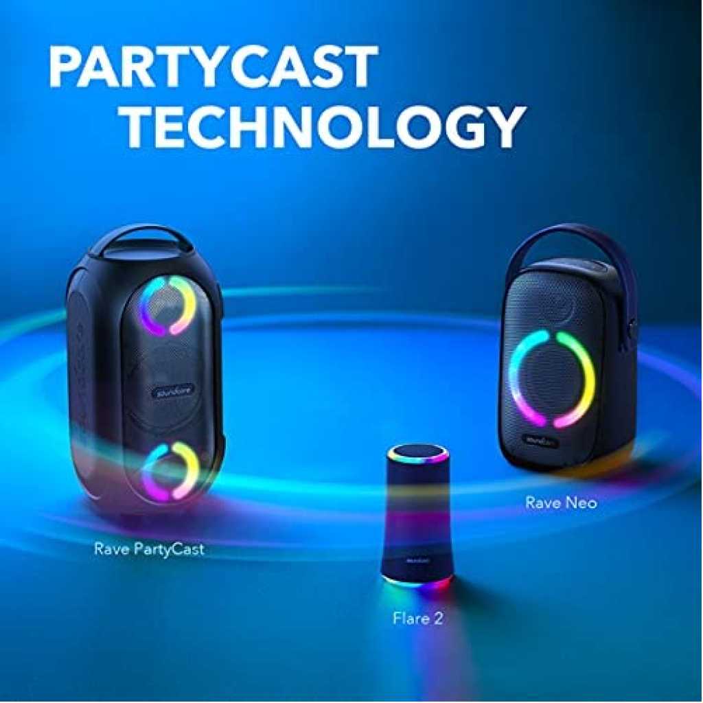 Soundcore Rave PartyCast Wireless Party Speaker | Black | 80W | IPX7 Waterproof | 18-Hr Playtime