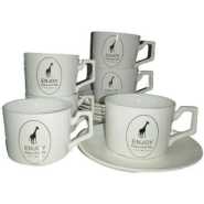 Restaurants And Office 6 Piece Tea Coffee Cups And 6 Saucers -White. Mug Sets TilyExpress
