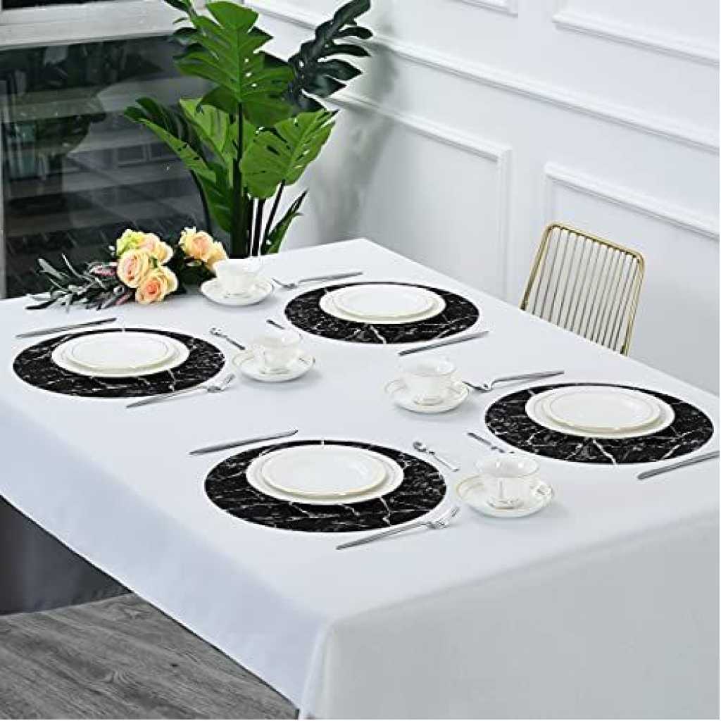 2 Sided 6PC Marble Design Round Placemats Dining Table Mats- Multi-colours