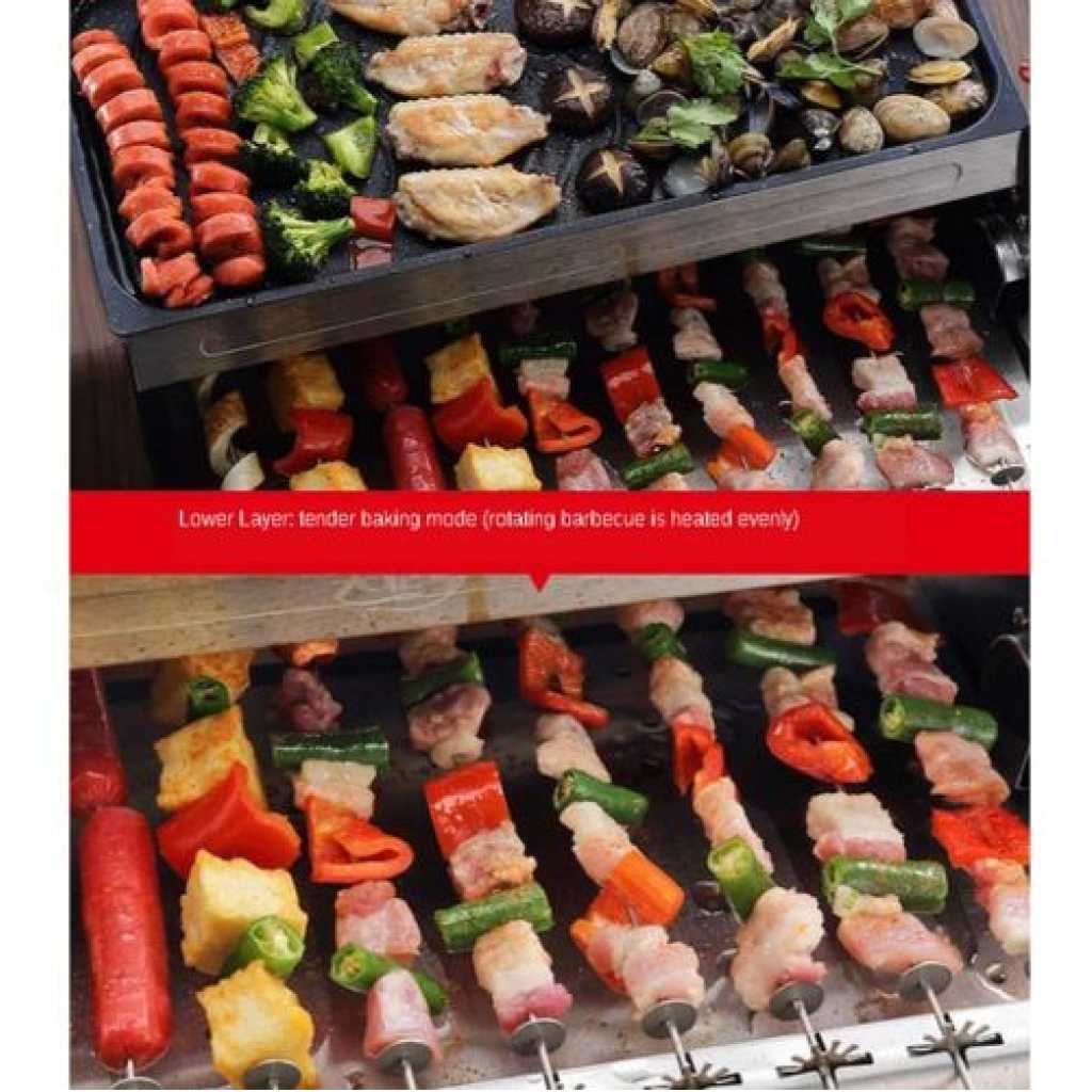 Automatic Rotate Barbecue Machine Non-stick Electric Grill Rotator- Multi-colour