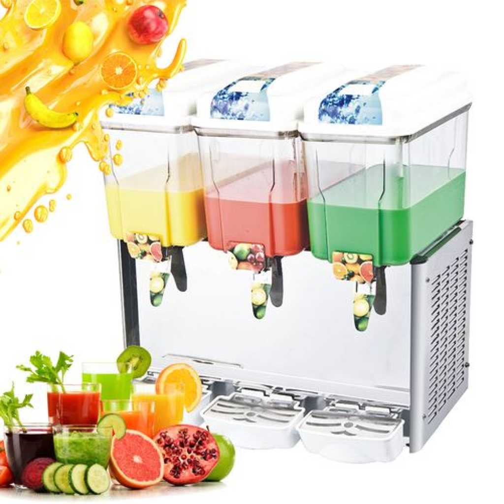 Commercial Cold Beverage Dispenser - 9.5 Gallon Juice Dispenser Machine for Cold Drink, 3 Tap Tank- Multi-colours.