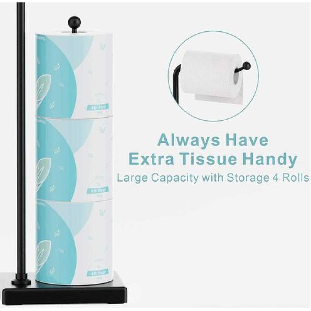 Toilet Paper Holder Stand Tissue Rack Storage -Black.