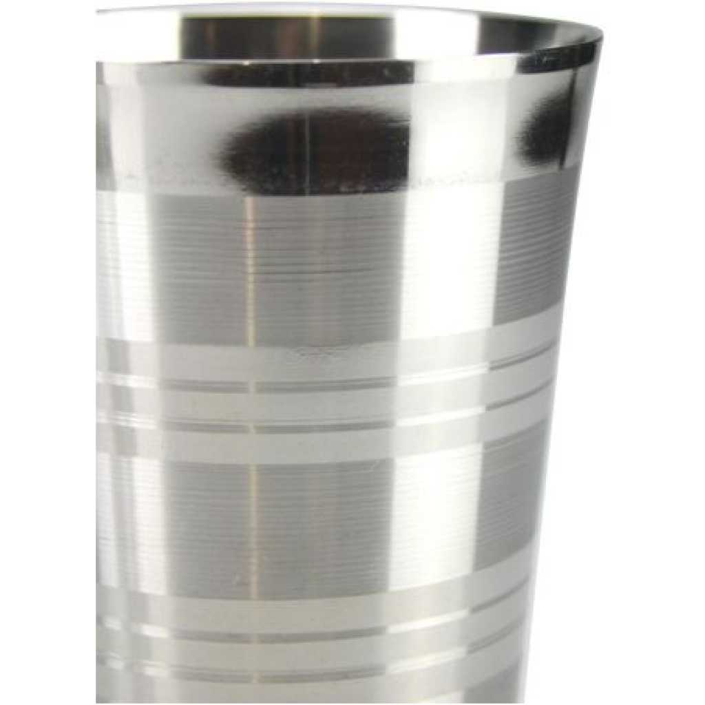 6 Stainless Steel Drinking Tumblers Unbreakable Water Juice Cocktail Mugs- Silver.