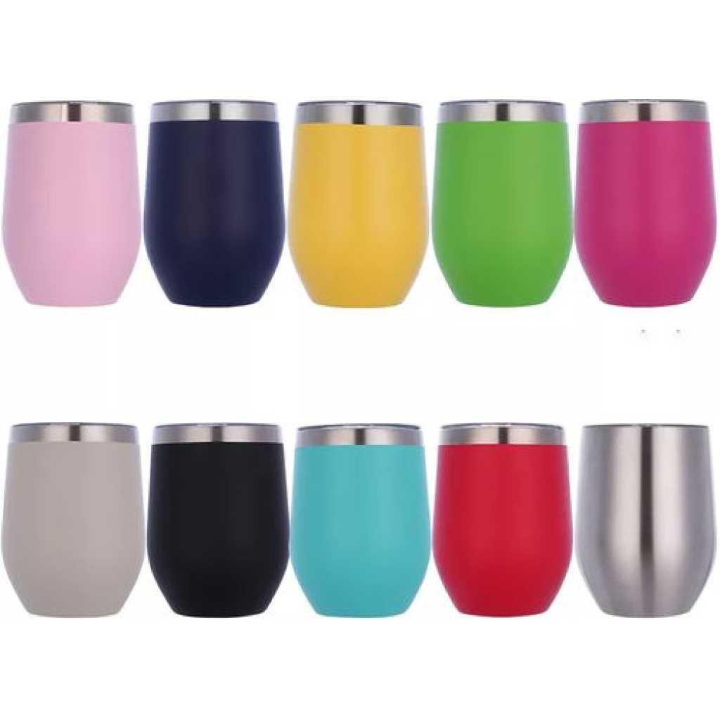 12oz U-shaped Stainless Steel Thermos Cup Double-Layer Wine Pot Belly Cup- Multi-colours.