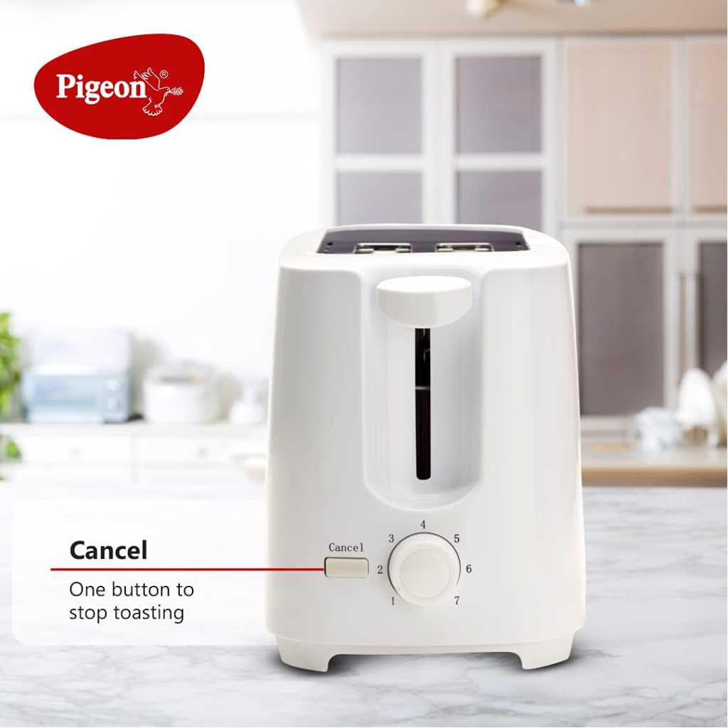Pigeon 2 Slice Auto Pop up Toaster. A Smart Bread Toaster for Your Home (750 Watt) (White)
