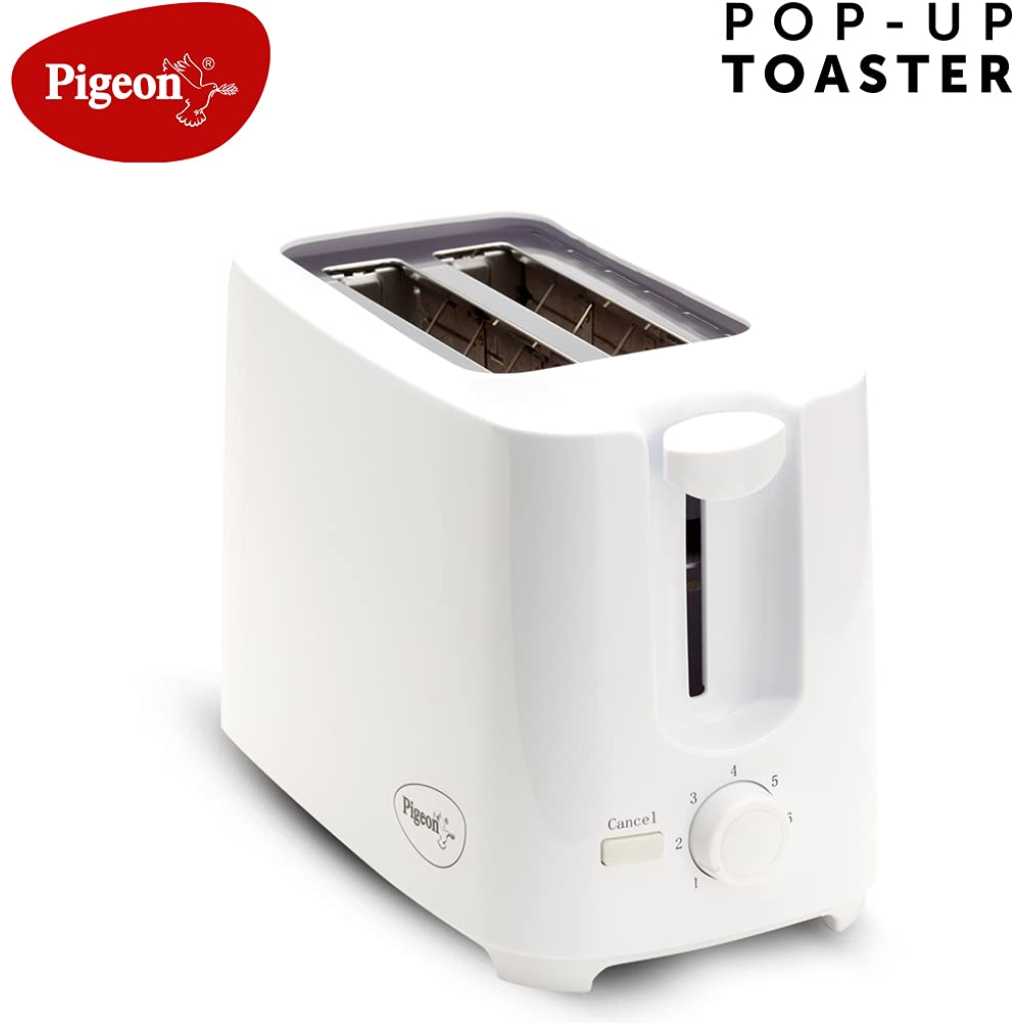 Pigeon 2 Slice Auto Pop up Toaster. A Smart Bread Toaster for Your Home (750 Watt) (White)