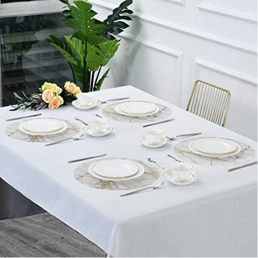 2 Sided 6PC Marble Design Round Placemats Dining Table Mats- Multi-colour.